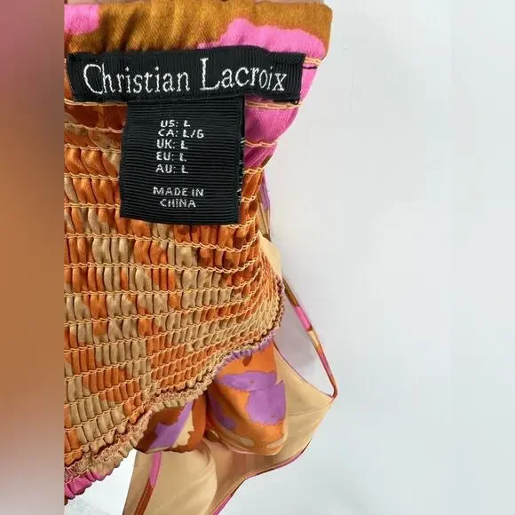 Christian Lacroix Crop Top Colorful Animal Print Art Ruched Back Y2K Size Large - Picture 9 of 13